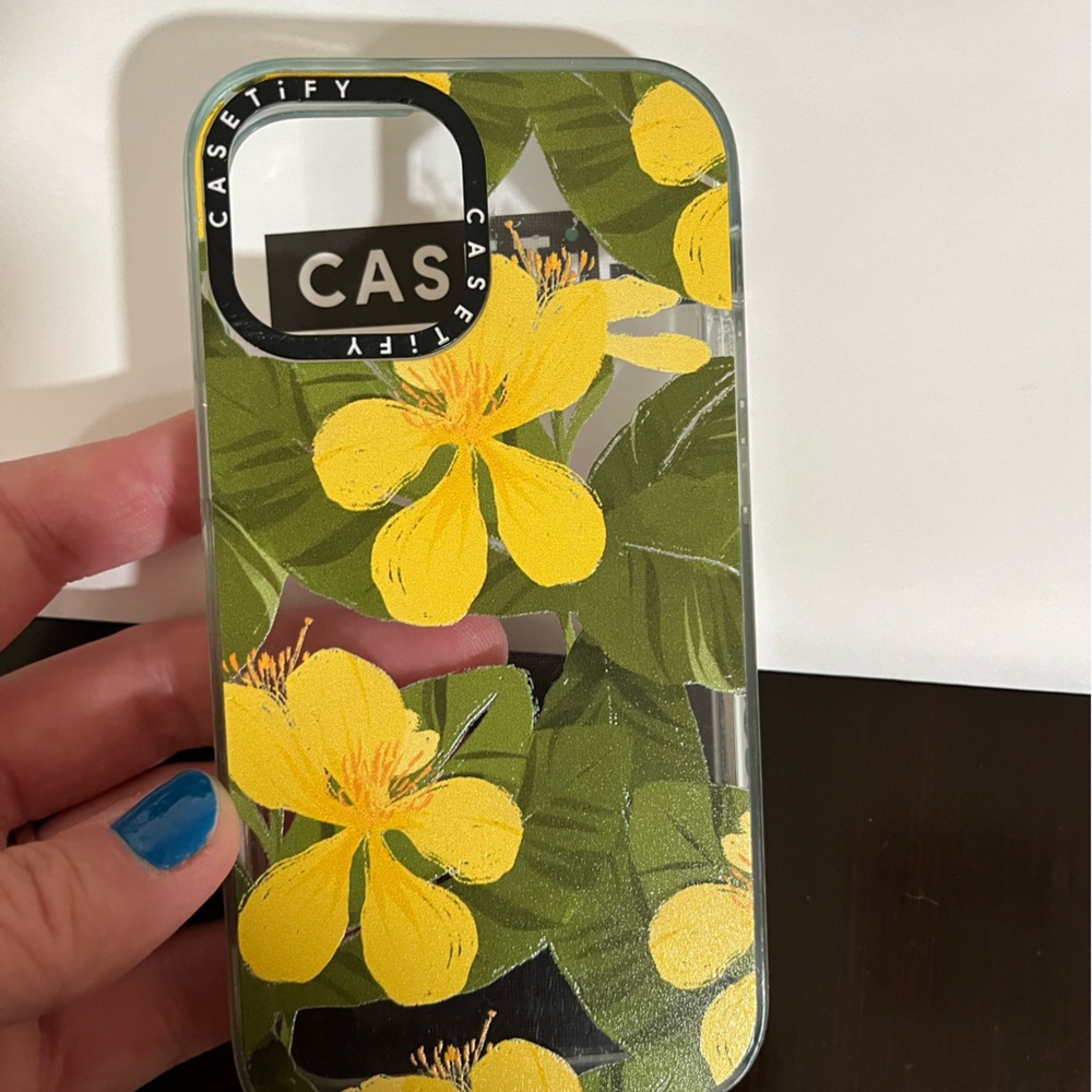 Casetify iPhone 13 mini yellow tropical impact case